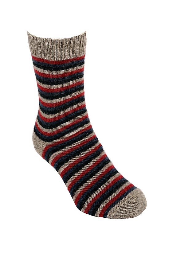 Possum & Merino Multi Coloured Striped Sock|100% NZ Made